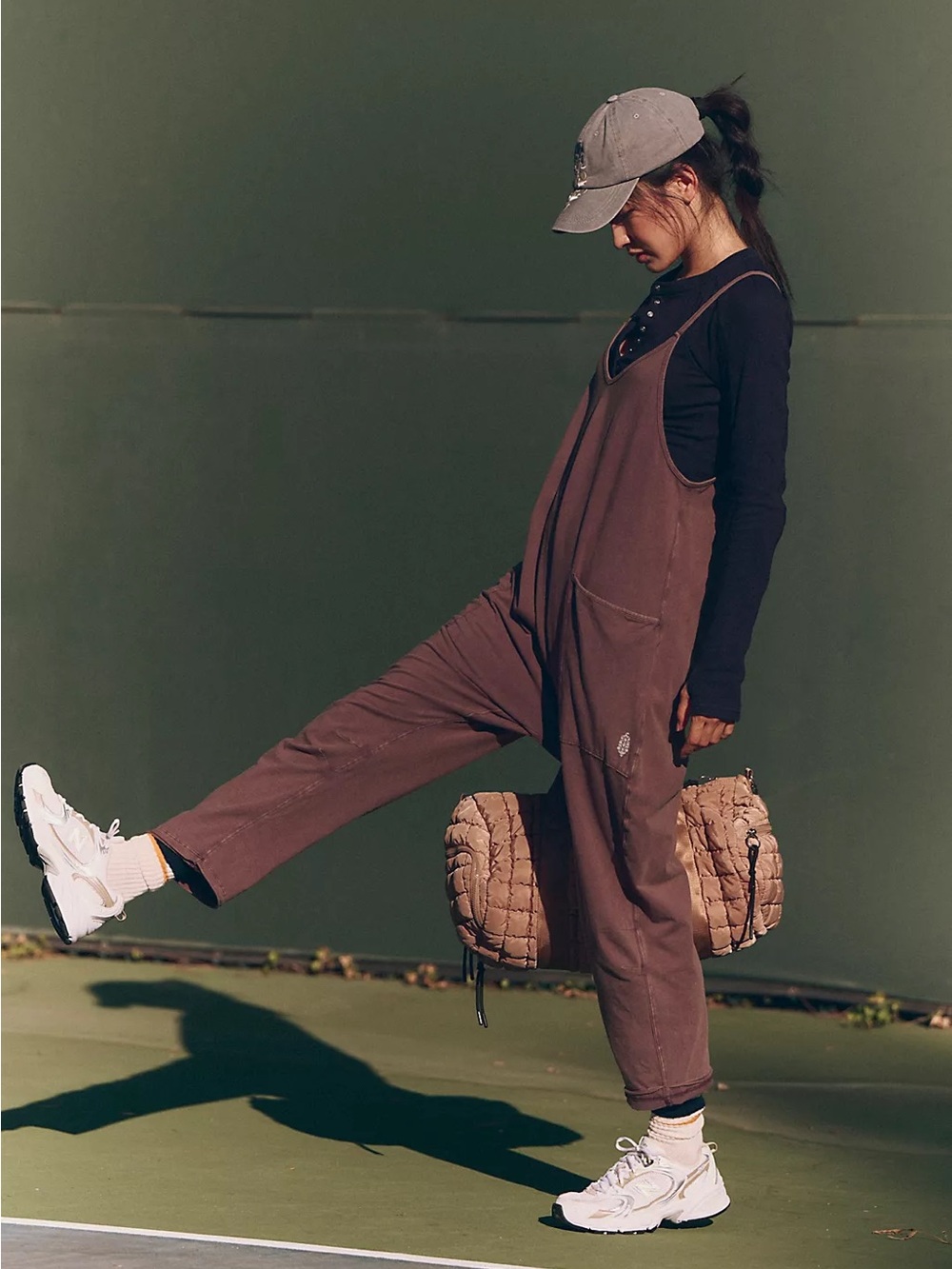 Free People Movement Hot Shot Onesie dark brown L